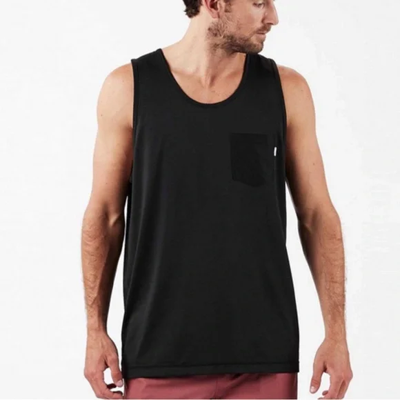 Vuori Men's Tradewind Performance Tank Top Size M Sleeveless Pocket Black EUC - Picture 1 of 10